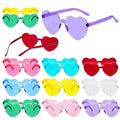 Kids Heart Pink Shaped Sunglasses Rimless Transparent Candy Color Eyewear Vintage Rainbow Sunglasses Bulk