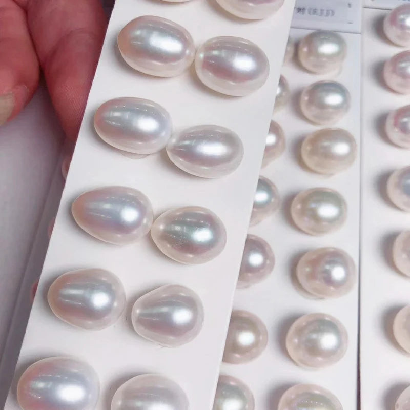 Wholesale Price Freshwater Pearls 3A High Luster Drop Rice Pearls with Half Hole for Jewelry Earring 6-6.6mm