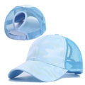 Hot Selling Unisex Custom Hand Embroidery Dot Leopard Pattern Curved Brim Baseball Caps High Ponytail Hole
