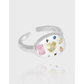 New Fashion Wholesale Colorful Different Shape Zircon Wedding Rings for 925 Sterling Silver Fine Jewelry