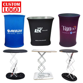 Portable Custom LED Pop up Display Counter with Aluminum Frame and Carrying Bag for Trade Show Promotion