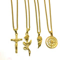 In Stock Stainless Steel Cross Pendant 18K Gold Compass Medusa Charm Fashion Angel Wing Necklace for Christmas Gift