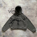 Custom Heavyweight Oversized Acid Washed Distressed Seam Pullover Hoodie for Men Winter Boxy Hoodie with Embroidery Applique