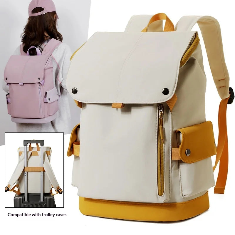Lightweight Waterproof Unisex Backpack Flip-type Closure Trendy Large Capacity Laptop Bag Oxford Fabric Polyester for Business