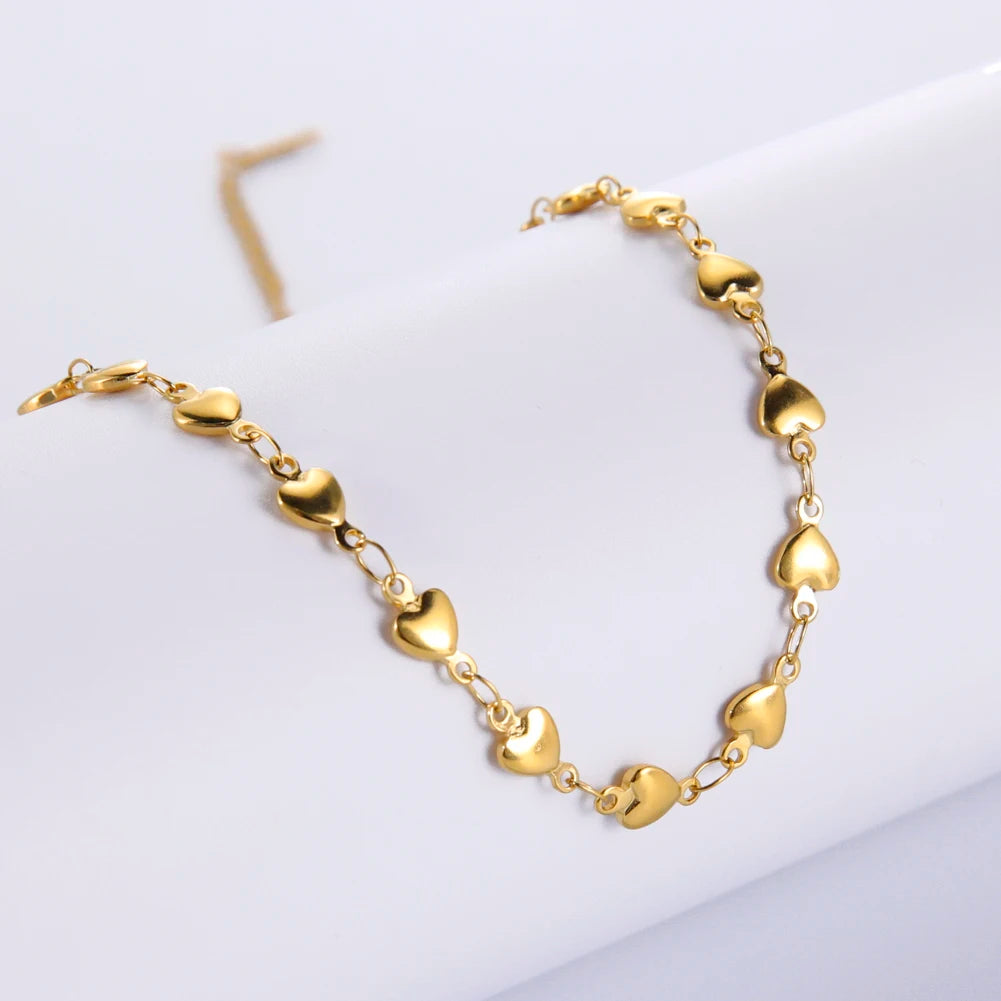 Summer Stainless Steel Heart Chain Necklace for Women Girls Silver Color Choker Necklaces Fashion Party Jewelry Gift