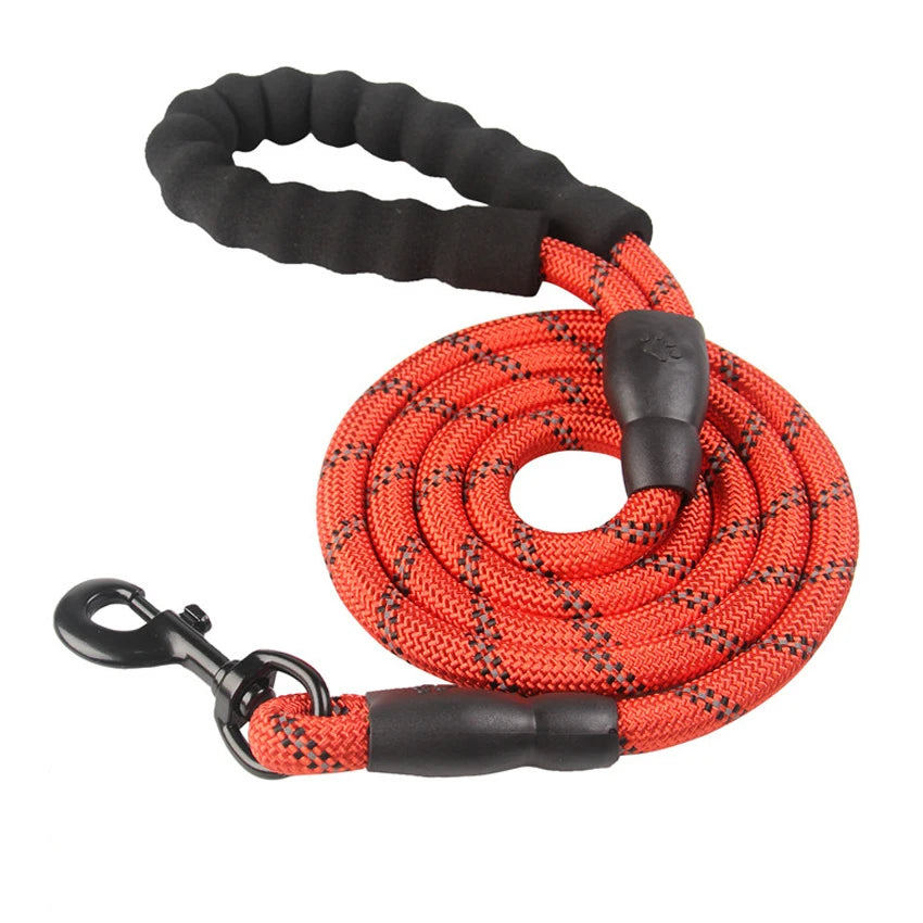 Wholesale Double Light Reflective Dog Cat Leash Soft Foam Handle Alloy Polyester Plastic Ribbon Decorations Solid Pet Lead