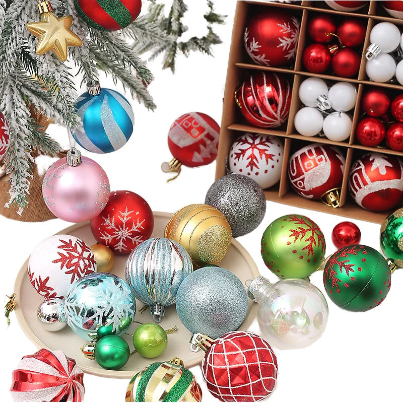 Multicolor Shatterproof Candy Shaped Christmas Balls Ornament Set Sequined Xmas Tree Home Party Wedding Holiday Decorations