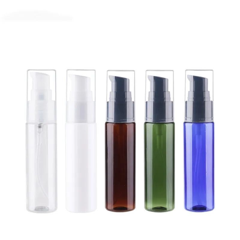 Free Sample clear Blue Green Amber Flat Shoulder 30ml Empty Cosmetic Cream Shampoo Serum Pet Lotion Bottle