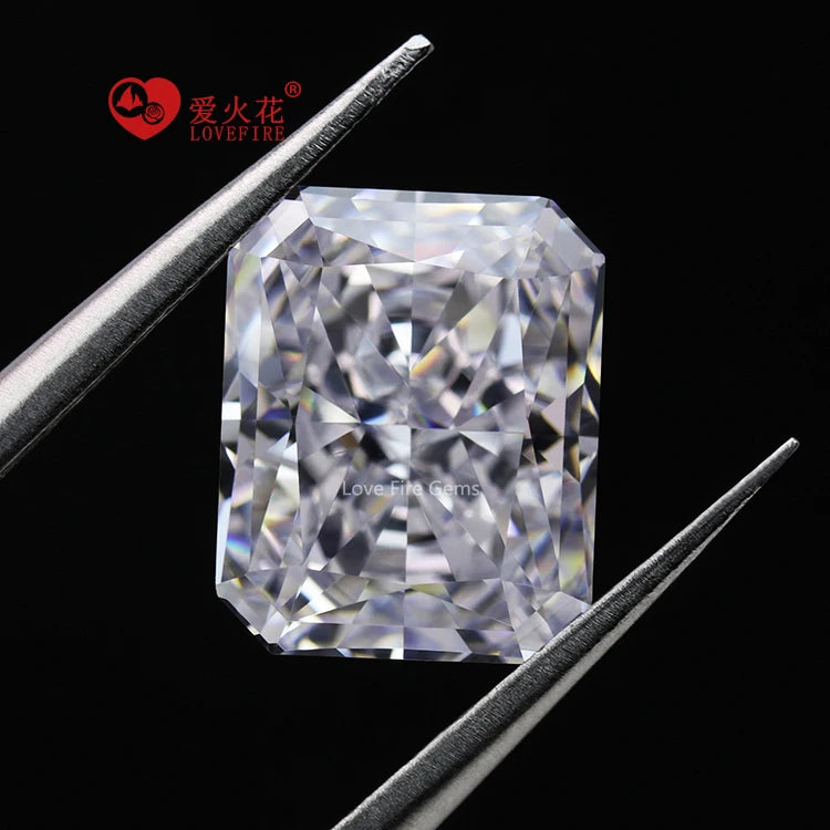 Ready Stock 5A+ Ice Crushed Cut Radiant Cut Loose Cz Gemstone White Color Synthetic 4k Cubic Zirconia Stone