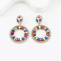 Hot Sale Diamond Stud Earrings Coloured Hollow Rhinestone Geometric Statement Hoop Earrings