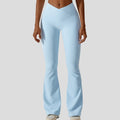 High Waist V Cross Yoga Flare Pants Ribbed Skin-Friendly Fabric Quick Dry Wide Leg Sport Fitness Leggings Soft Comfortable