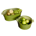Simple Double-Layer Round Oval Household Kitchen Food Washing Vegetable Colander Drain Basket With Handle