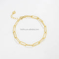 Sparkling 925 Sterling Silver 18K Gold Paper Clip Chain Bracelet for Women
