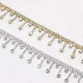 SINRONG Custom Crystal Decorative Rhinestone Fringe Trim Flatback Style Wholesale for Garments Jewelry Bags Metal Chain