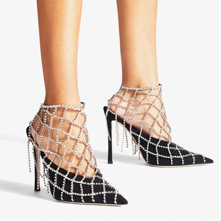N-35 Ethnic Sexy Feet Jewelry Foot Bracelet Fashion Micro Pave Rhinestone Diamond Tassel Crystal Hollow Web Anklet