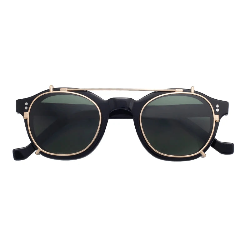 Italian Mazzucchelli Custom Made Flip-Up Sunglasses Transparent Celullose Acetate Frame