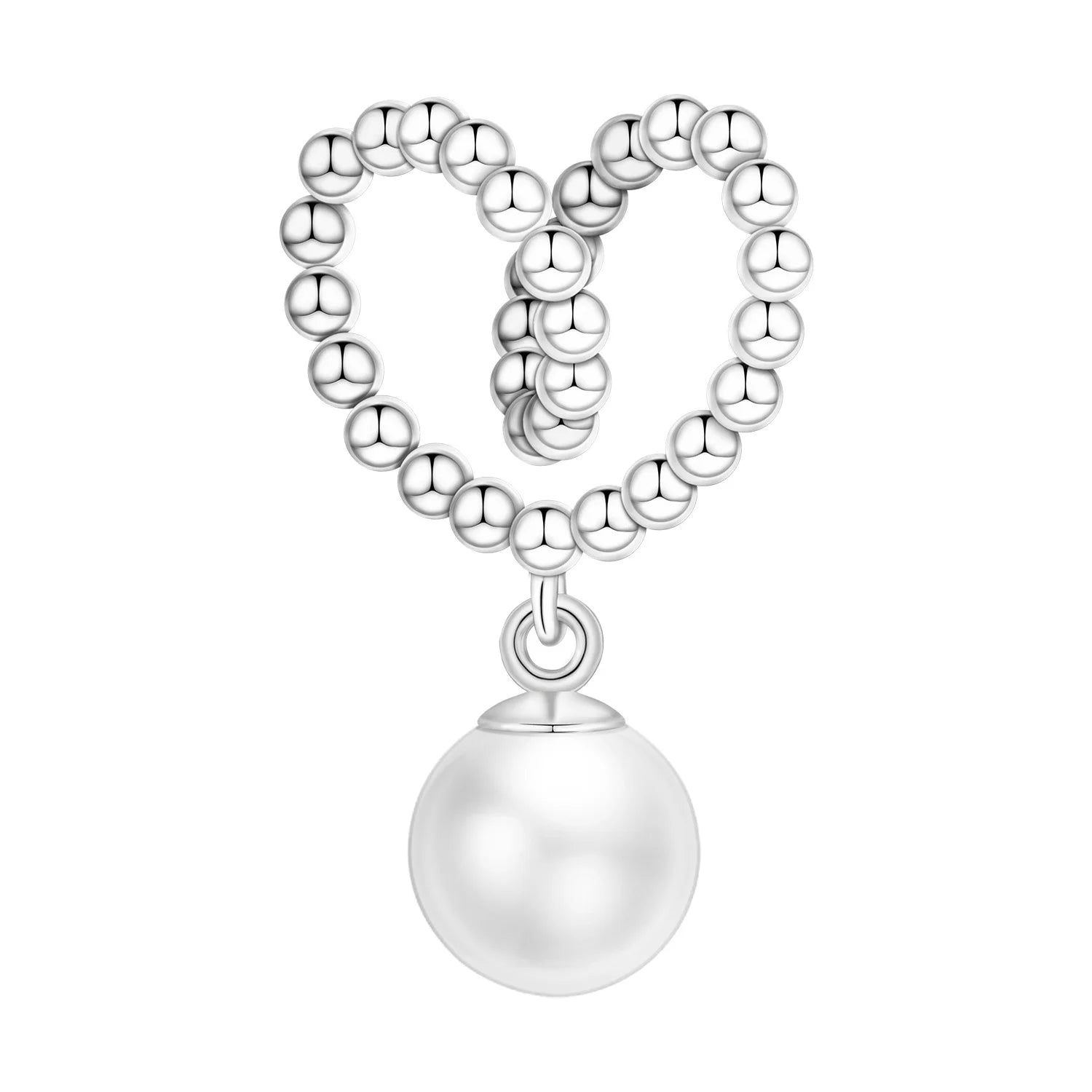Classic Elegant 925 Sterling Silver Love Heart Bead Bracelet Necklace DIY Fine Jewelry Gifts Featuring Pearl Pendant Charm