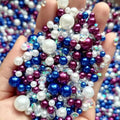 500g DIY Craft Slime 4/5/6/8/10mm Mixed Size Purple Plastic Acrylic Pearl Beads No Hole