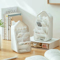 OWNSWING 45Â° Angled Pen Organizer with 6 Compartments Desktop Pencil Container House-Shaped Storage Holder for Office