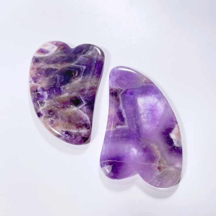 Huiying Custom logo Amethyst v Shape Face Massager Facial Gua Sha Scraping Tool