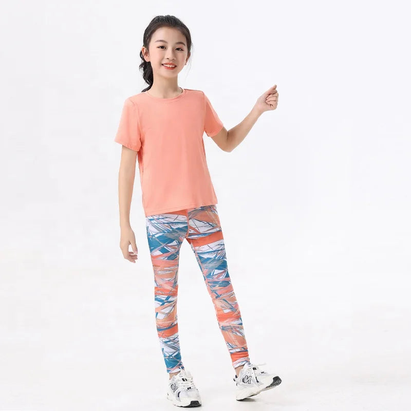 New Children's Sports Suit Girls' Spring and Summer Fitness Yoga Wear Quick-drying Top Leggings Skinny Yoga Pants