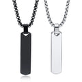 Initial Bar Necklace for Men Thick Geometric Vertical Bar Pendant with A-Z Letters Casual Simple Collar Gift for Him
