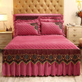 Sunny Textile Wholesale Lace Crystal Velvet Bed Skirt Bed Cover Bedspread