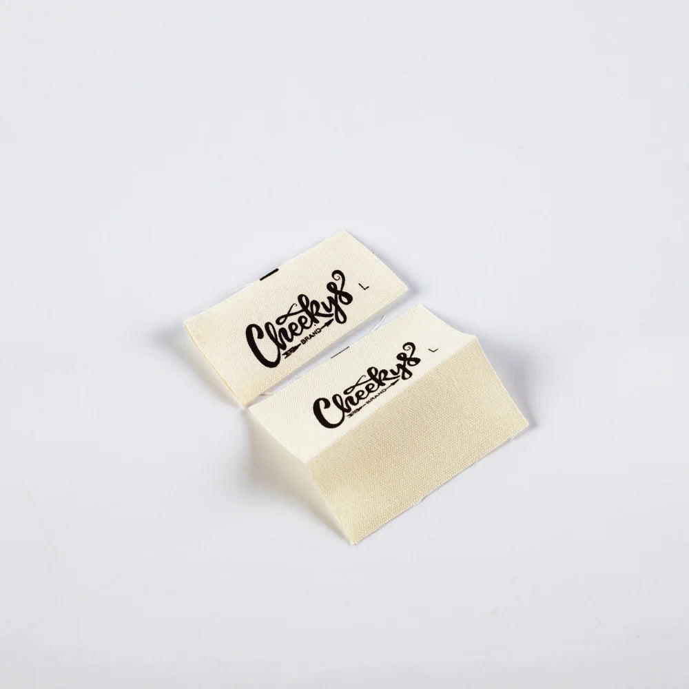 Proper Price Good Quality Custom Center Fold Printed Cotton Clothing Tags Neck Labels Etiquetas Personalizadas for Garment