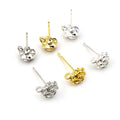 10pcs/lot 9*6mm Bright Silver Plated Gold Flower Stud Ear Hooks Earring Wires for Handmade Women Fashion Jewelry Earrings