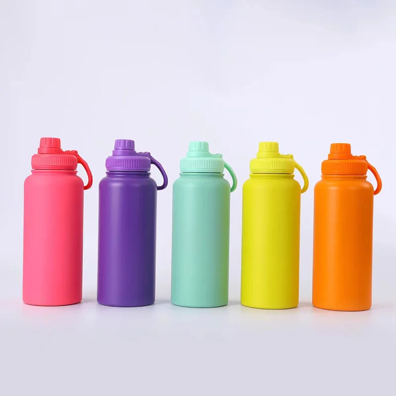 Wide Mouth OEM/ODM GYM Water Bottle 32oz/1L Food Grade Stainless Steel Insulated Water Bottle With Spout Lid