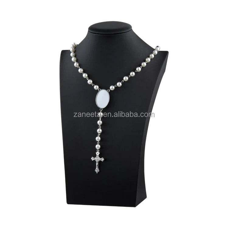 Zaneeta RTS Sublimation Rosary Necklace Custom Rosary Payer Beads Blank Necklace