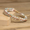 4mm Amazonite Beaded Bracelet Handwoven Colorful Thread Adjustable Gemstone Bracelet for Women Girls Drop Shipping