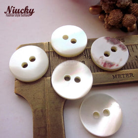 Fast Delivery Niucky S0101-048 Washable 10mm 12.7mm Flat 2-Holes White Trocas Shell Shirt Buttons for Polo Clothing Men