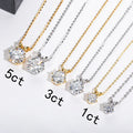 High End Classic 1/3/5 Carat D Color Moissanite Six Claw S925 Silver Plated K Gold Pendant Necklace for Women