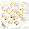 Earings Jewelry Women Fashion Minimalist Big Chunky Huggies Earrings Custom Statement 18K Gold Stainless Steel Hoop Earrings