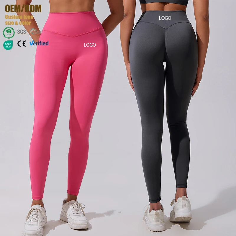 Custom Logo Butter Soft N66 Fitness Training Reflective Hip Line High Waist Anti-curling Yoga Sports Wear Gym Leggings for Women