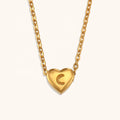 Dingran Tarnish Free Heart Shape Pendant Necklace 18k Gold Plated Engraved Initial Letter Necklaces
