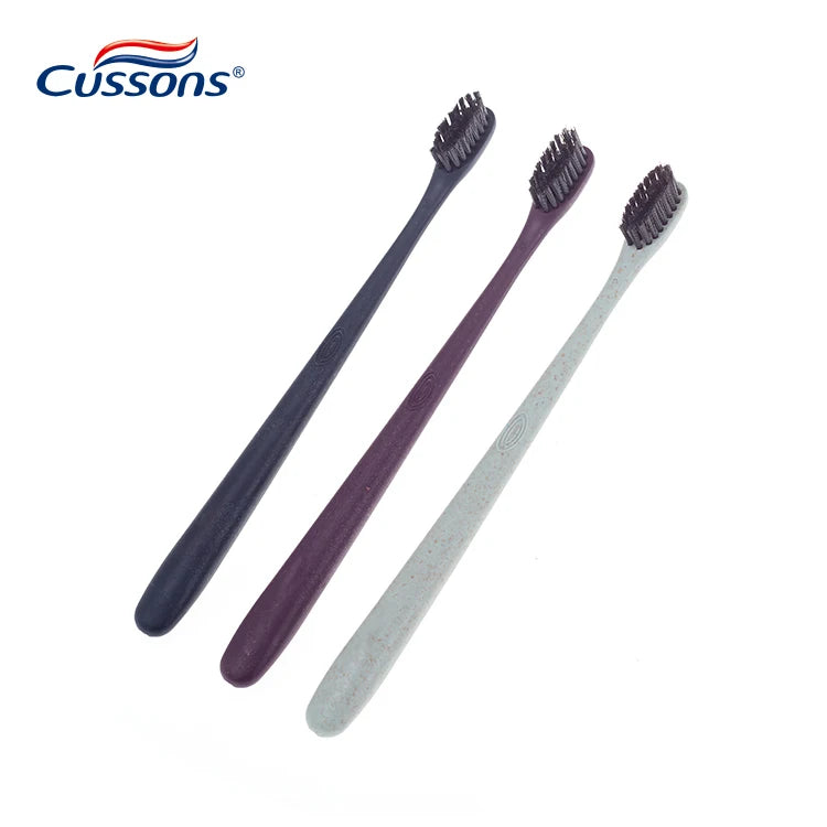 Wheat Straw Toothbrush with Charcoal Soft Bristles Biodegradable Eco-Friendly Manual Toothbrush for Adults Home Hotel Travel Use