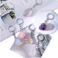 Best Price Stainless Steel Ring Key Chain with Natural Amethyst Crystal Pendant Irregular Stone Bag Key Chain