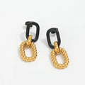 New Arrival Black Rectangle Black Rope Chain Mixed Statement Stainless Steel Dangle Earring