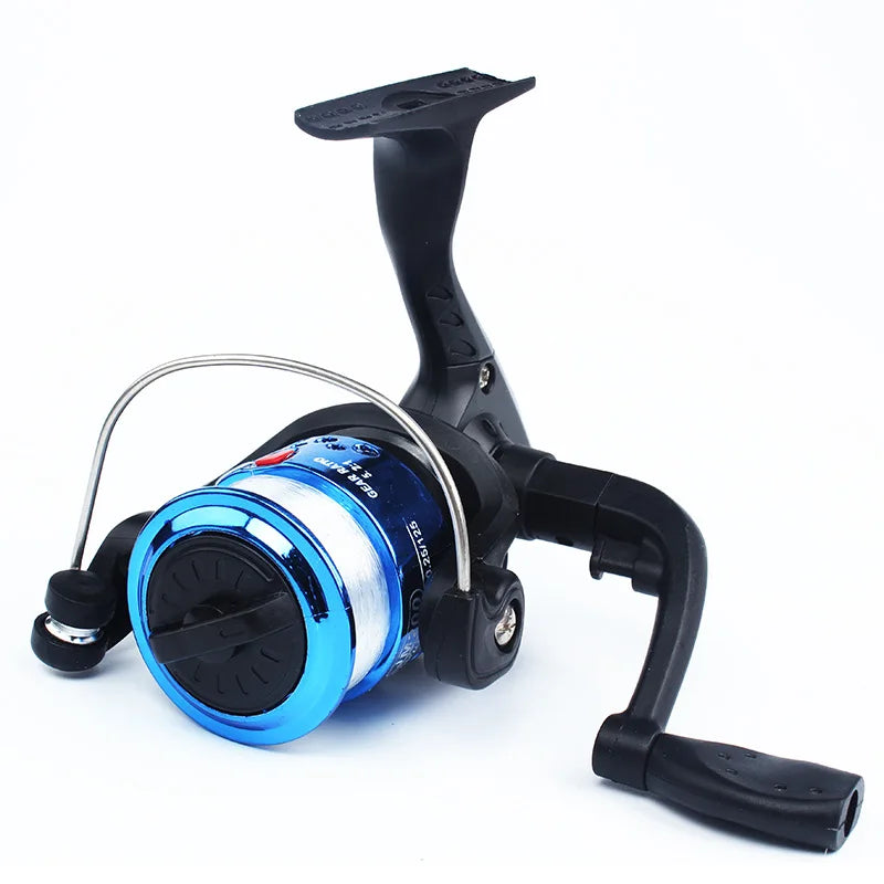 200 Type Blue Small Lure Fishing Reel with Line Spinning Wheel Fishing Reel 200 Folds Electroplating Sea Rod Fishing Wheel