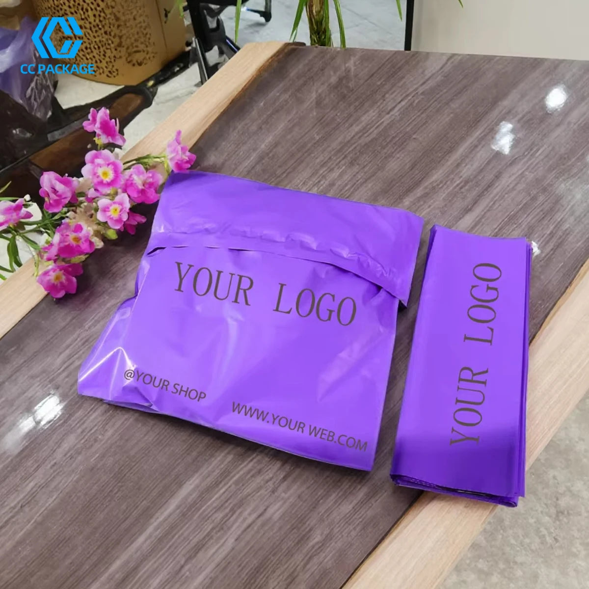 100Pcs/1Bag Custom Printed Logo Polymailer Eco Friendly Plastic Packaging Mailing Polly Mailer Courier Bag for Clothing Clothes MegaBDM