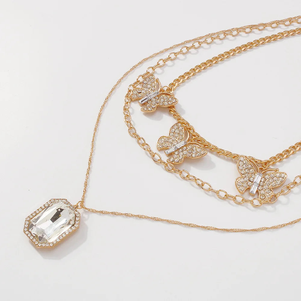 Fashion Diamond Necklace Set with Crystal Beaded butterfly Pendent for Necklace & Choker 2021