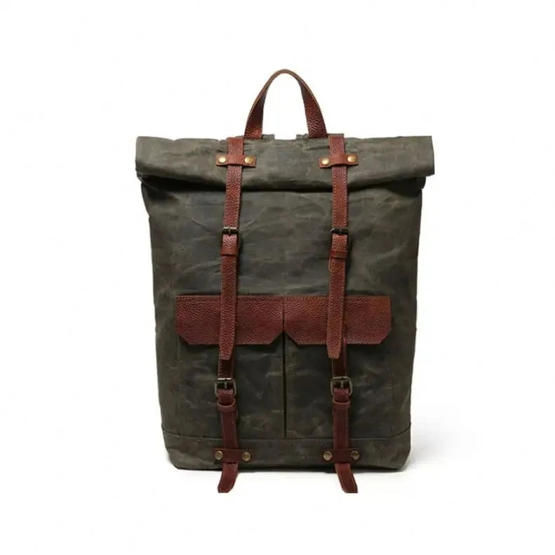 2023 New Chinese Manufacturers Custom Vintage Waxed Canvas Leather Backpack Zipper Large Capacity Luxury Business Women's