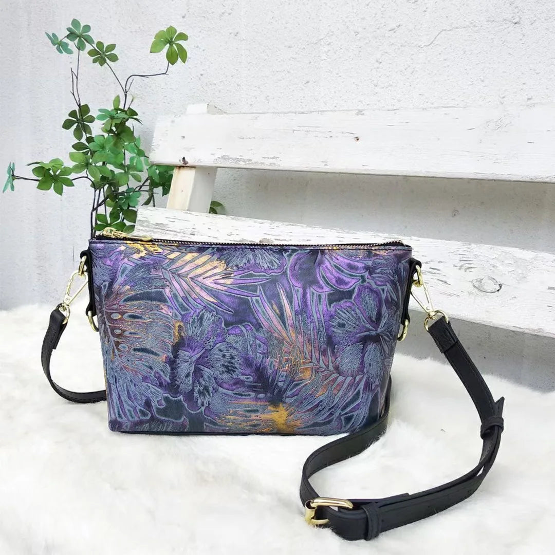 Andong Leather Bags for Women Genuine Cow Leather Female Vintage Zipper Shoulder Bag Crossbody Bag 852
