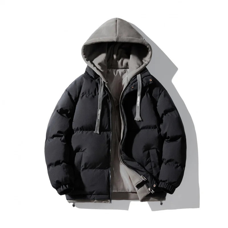 Custom Hooded Heavy Designer Puff Padded Coat Oversized Men Down Bubble Warm Zip up Parka Jackets for Men