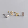 Dropshipping 925 Sterling Silver Rectangular Diamond Cubic Zircon Stud Earring Jewelry for Women