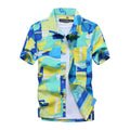 Fashion Mens Hawaiian Shirt Male Casual Colorful Printed Beach Shirts Short Sleeve Plus Size 5XL Mens Cotton Vintage Shirt