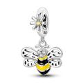 925 Sterling Silver Bee Pendant with Zircon Fashion Jewelry for Women's Party Gift Fit Bracelet