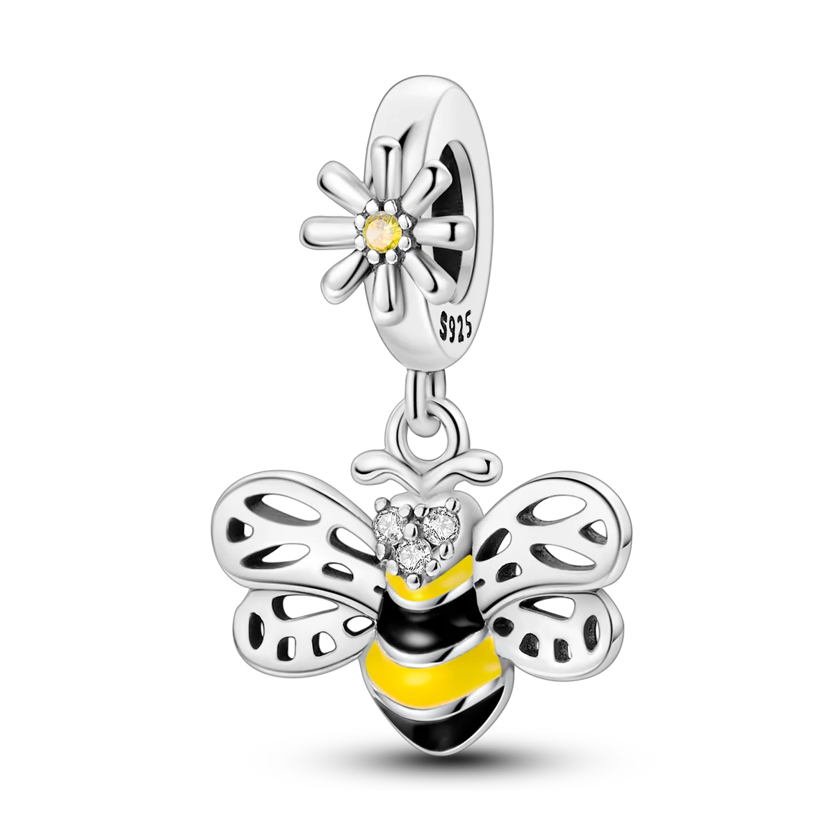 925 Sterling Silver Bee Pendant with Zircon Fashion Jewelry for Women's Party Gift Fit Bracelet